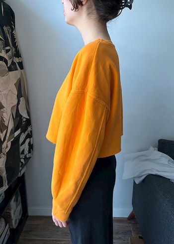 turuncu Kadın crop Sweatshirt - Görsel 2