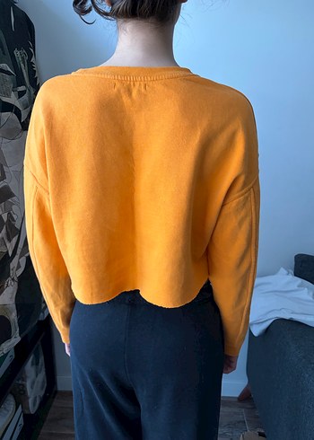 turuncu Kadın crop Sweatshirt - Görsel 3
