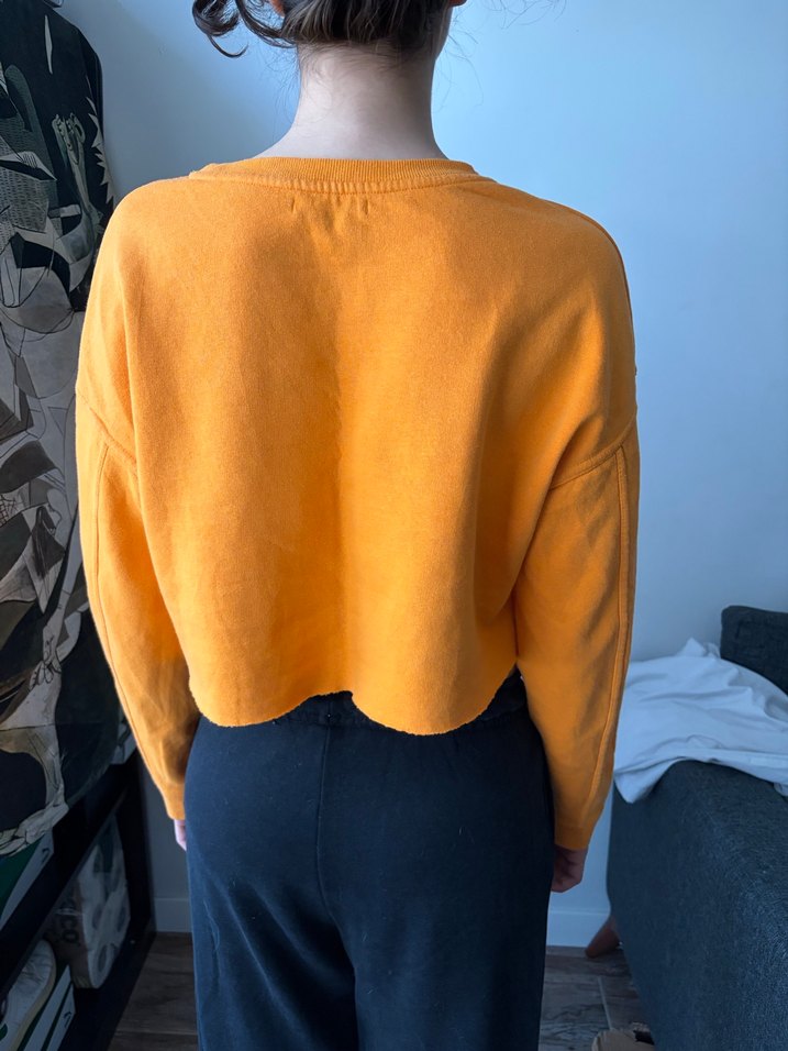 turuncu Kadın crop Sweatshirt - Görsel 3
