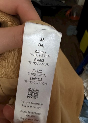 Bej %100Keten ve %100Pamuk Kadın Ceket - Görsel 6