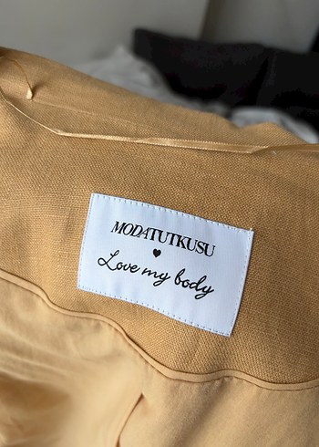 Bej %100Keten ve %100Pamuk Kadın Ceket - Görsel 5