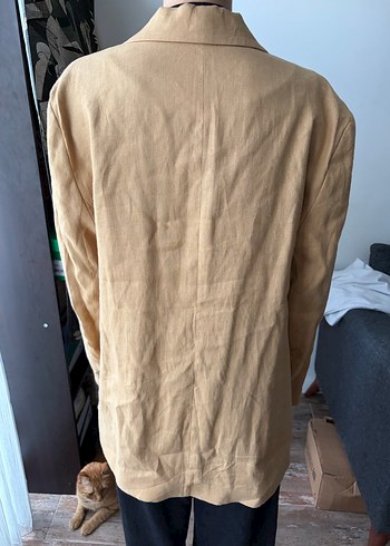 Bej %100Keten ve %100Pamuk Kadın Ceket - Görsel 3