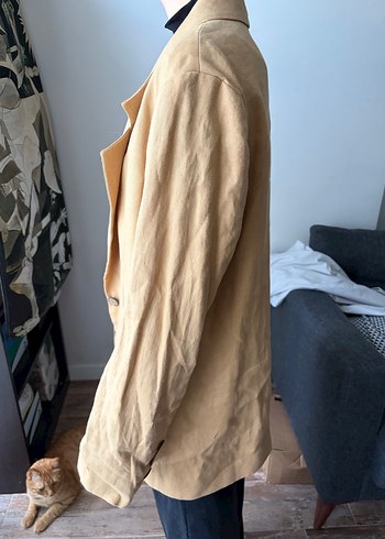 Bej %100Keten ve %100Pamuk Kadın Ceket - Görsel 2