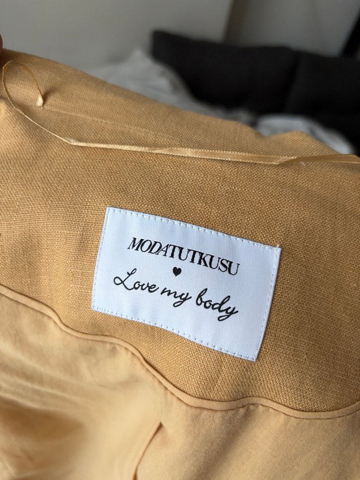 Bej %100Keten ve %100Pamuk Kadın Ceket - Görsel 5