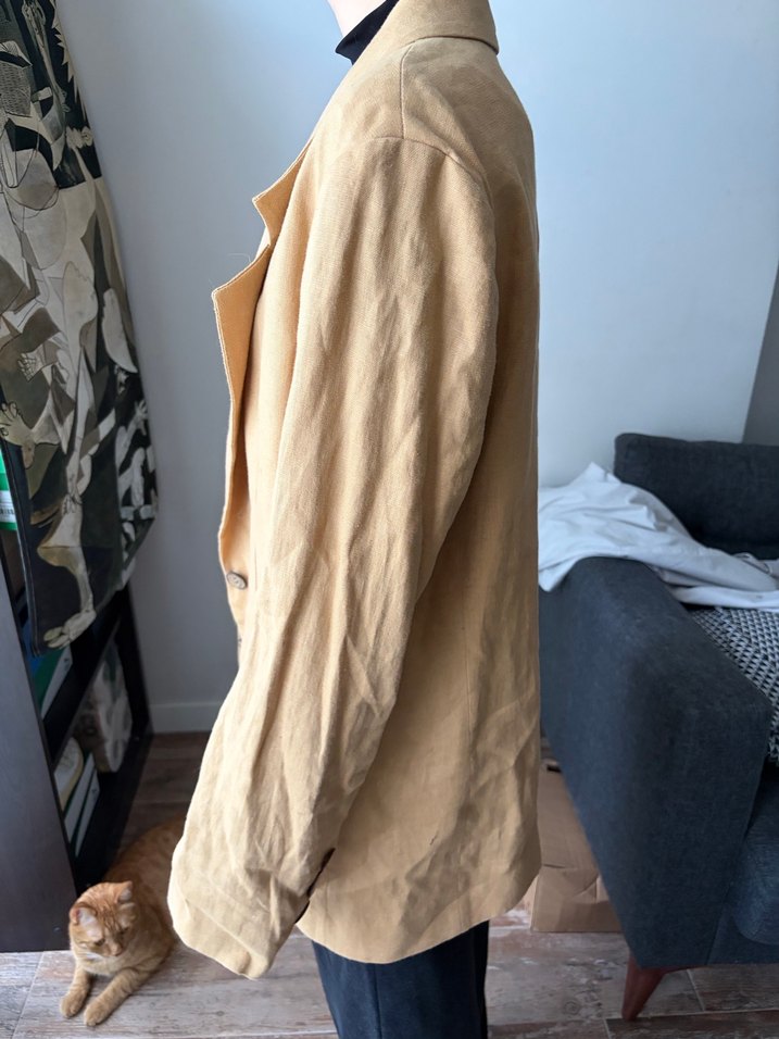 Bej %100Keten ve %100Pamuk Kadın Ceket - Görsel 2