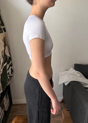 Beyaz Kadın Crop Top - Görsel 2