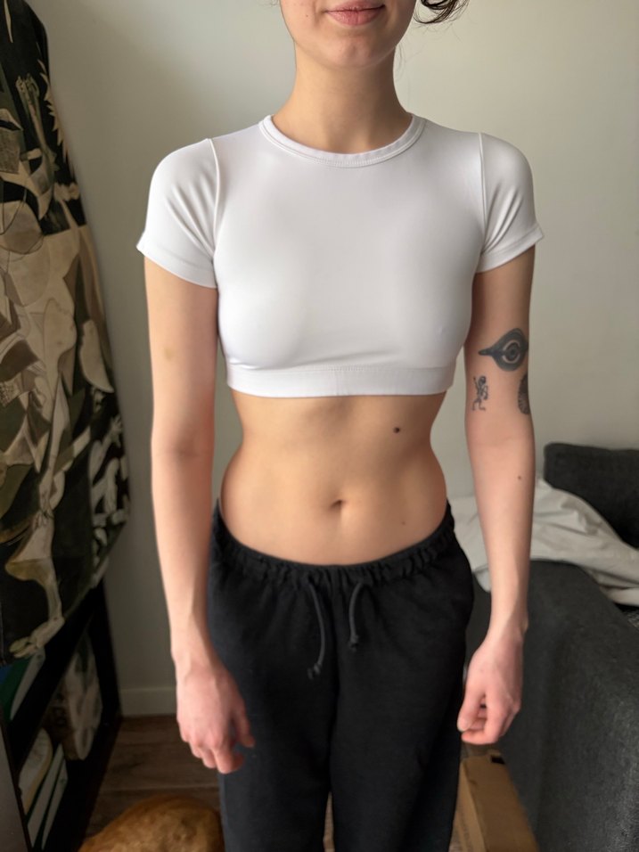 Beyaz Kadın Crop Top - Görsel 3