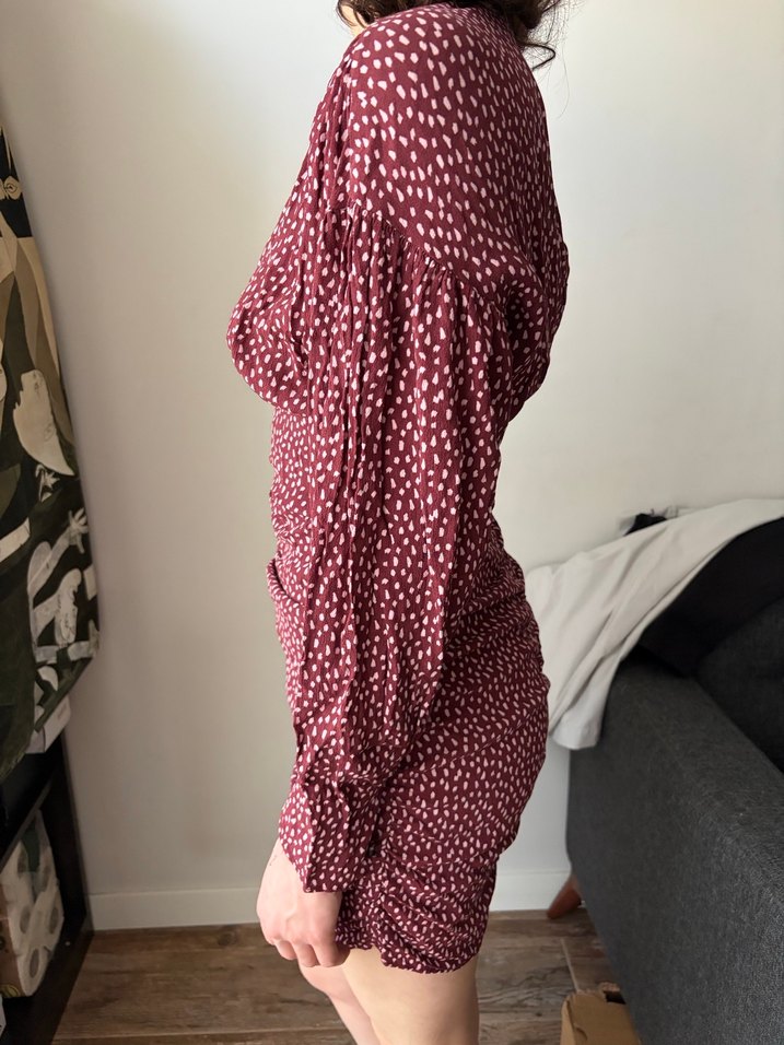 Zara mini uzun kollu elbise puantiye detaylı - Görsel 3