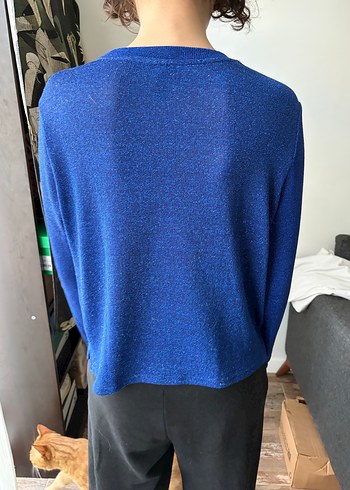 Mavi Uzun Kollu Kadın Triko - Görsel 3