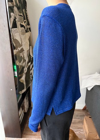 Mavi Uzun Kollu Kadın Triko - Görsel 2