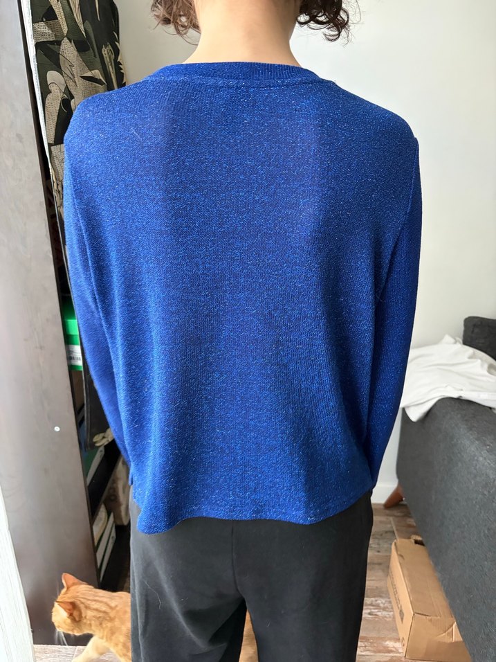 Mavi Uzun Kollu Kadın Triko - Görsel 3