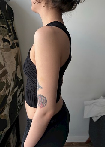 Siyah Fit Crop Top - Görsel 2