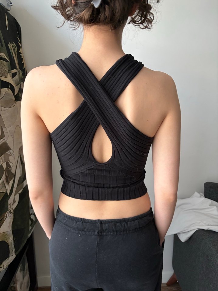 Siyah Fit Crop Top - Görsel 3