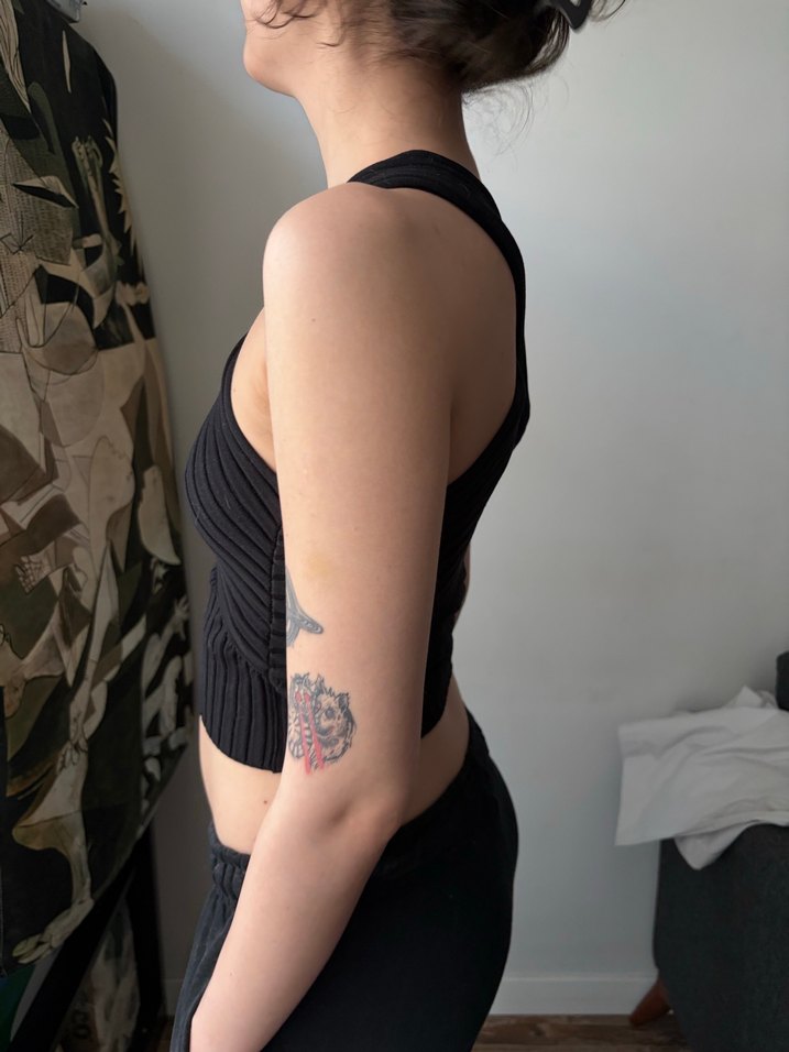 Siyah Fit Crop Top - Görsel 2