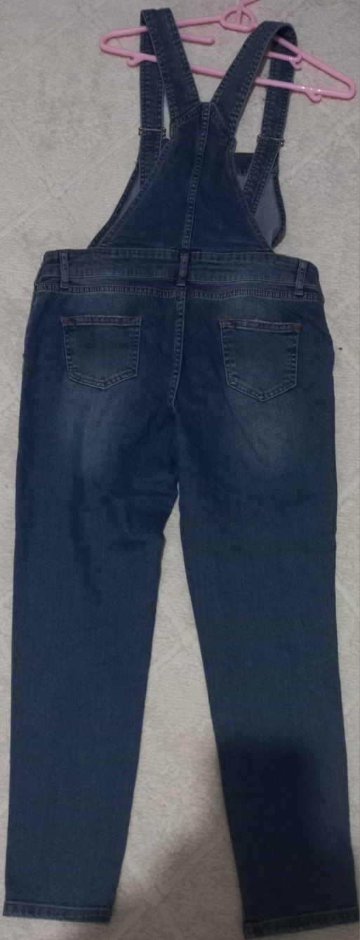 Kadınlar için düğmeli lacivert kot tulum - Görsel 2