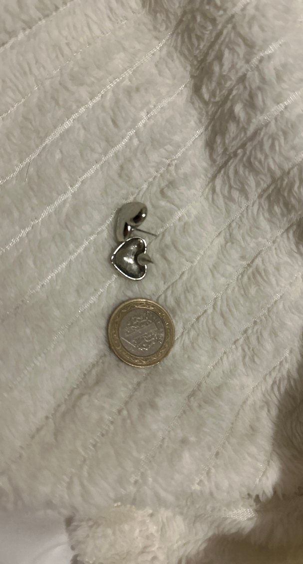 Parlak Gümüş Kalp Düğme Küpe - Görsel 2