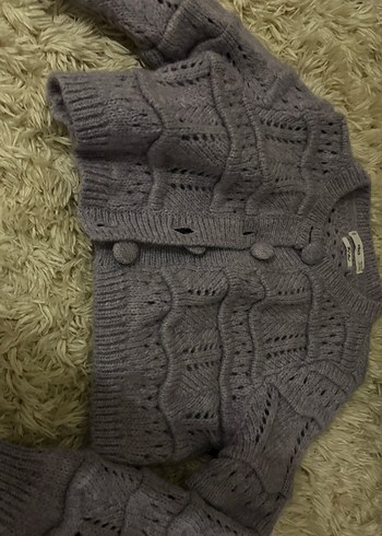 Mor Örgülü İşlemeli Bohem Kadın Hırka Mango - Görsel 3