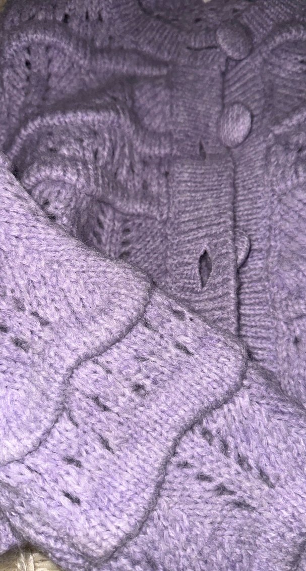 Mor Örgülü İşlemeli Bohem Kadın Hırka Mango - Görsel 2