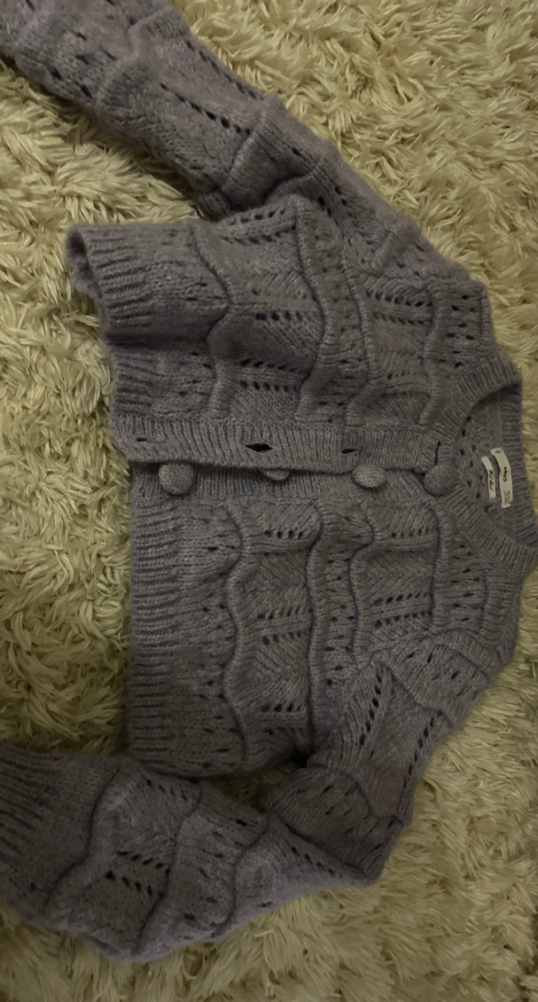 Mor Örgülü İşlemeli Bohem Kadın Hırka Mango - Görsel 3