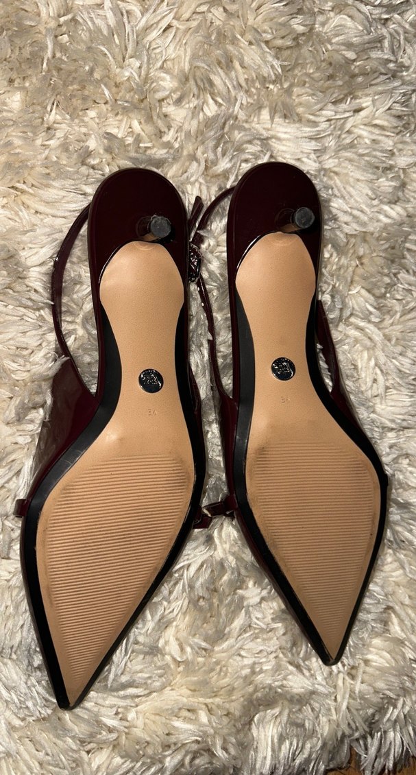 Zara Burgundy Deri Tokalı İnce Topuklu Kadın Ayakkabı - Görsel 3