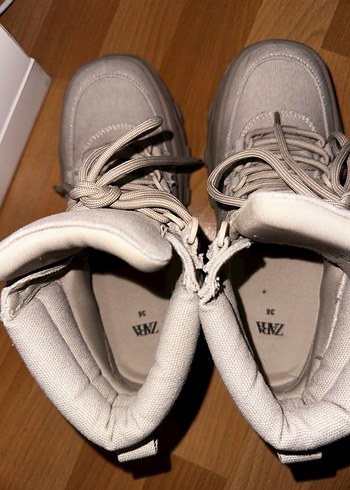 Bej Gri Süet Platform Bot Ayakkabı - Görsel 6