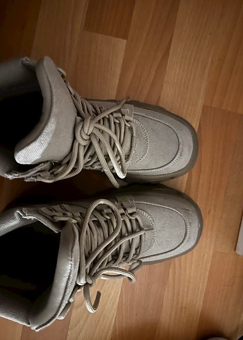 Bej Gri Süet Platform Bot Ayakkabı - Görsel 5