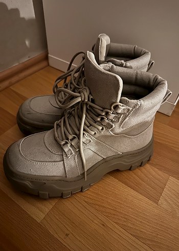 Bej Gri Süet Platform Bot Ayakkabı - Görsel 3