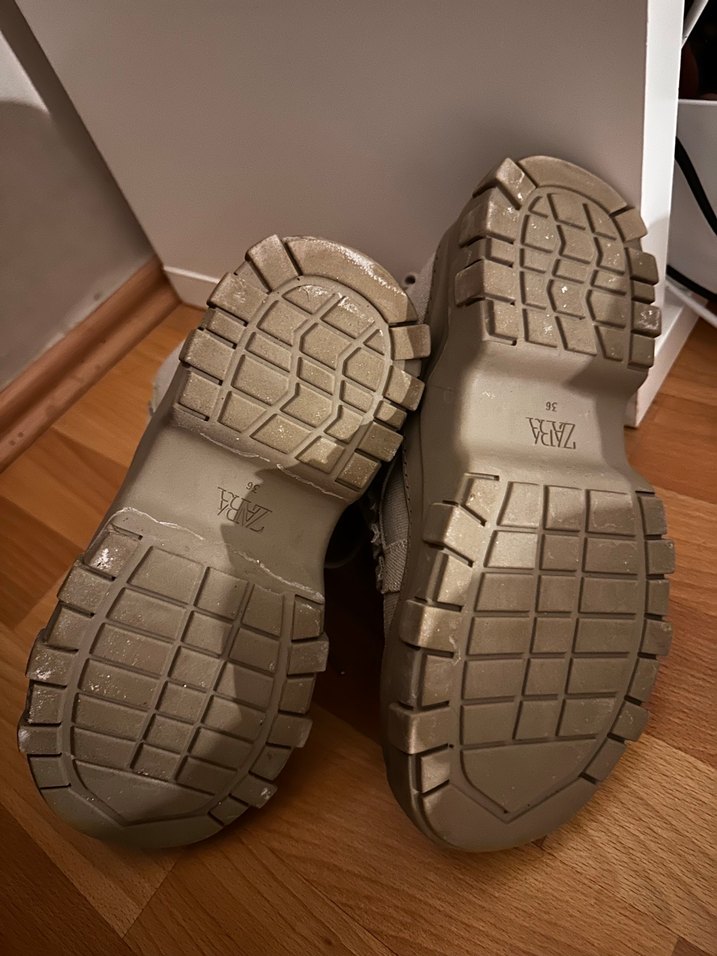 Bej Gri Süet Platform Bot Ayakkabı - Görsel 4