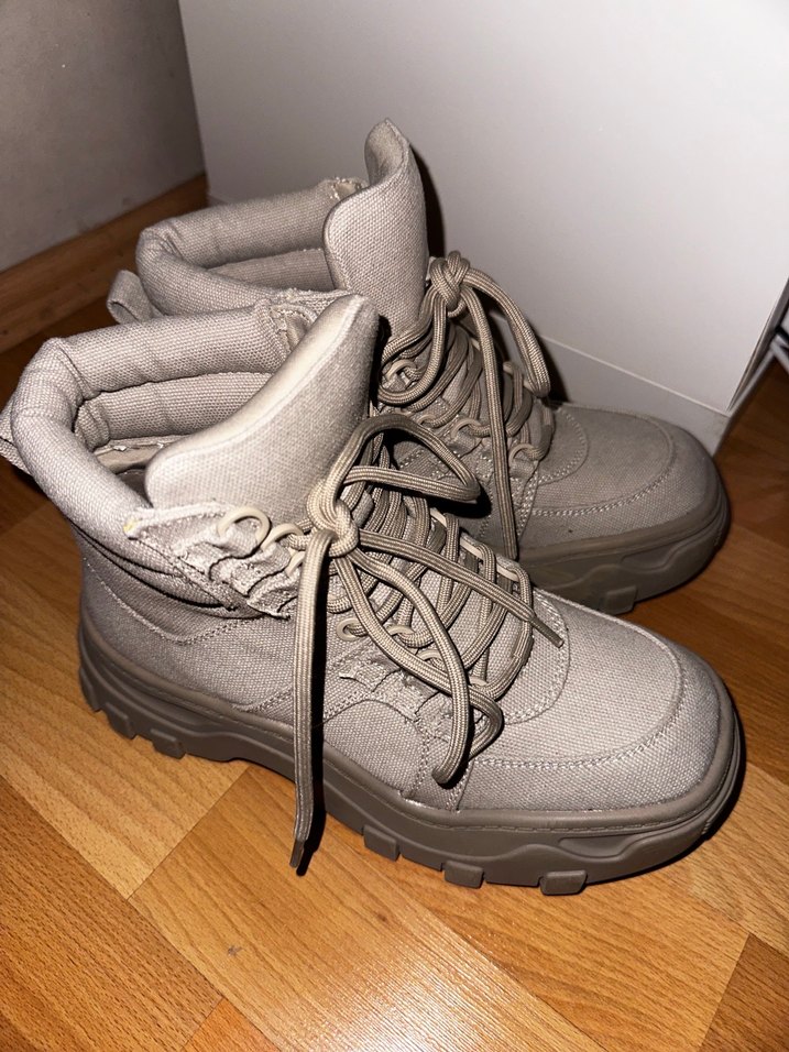 Bej Gri Süet Platform Bot Ayakkabı - Görsel 2