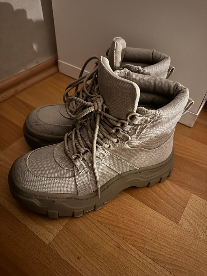 Bej Gri Süet Platform Bot Ayakkabı - Görsel 3