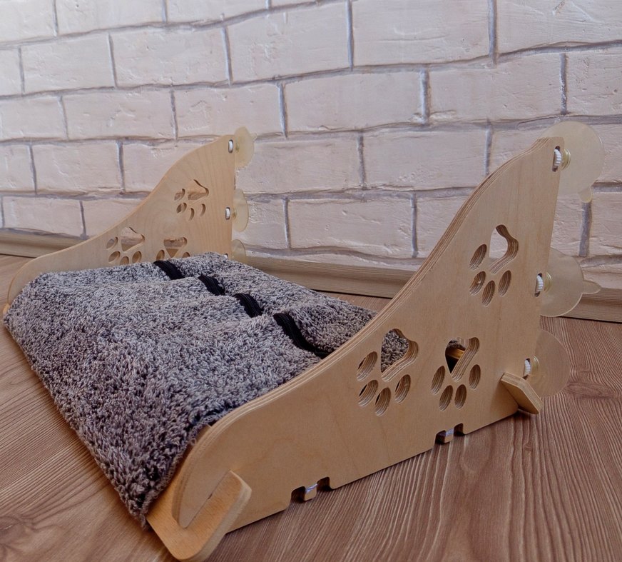 Gri Ahşap Kedi Yatağı - Görsel 2