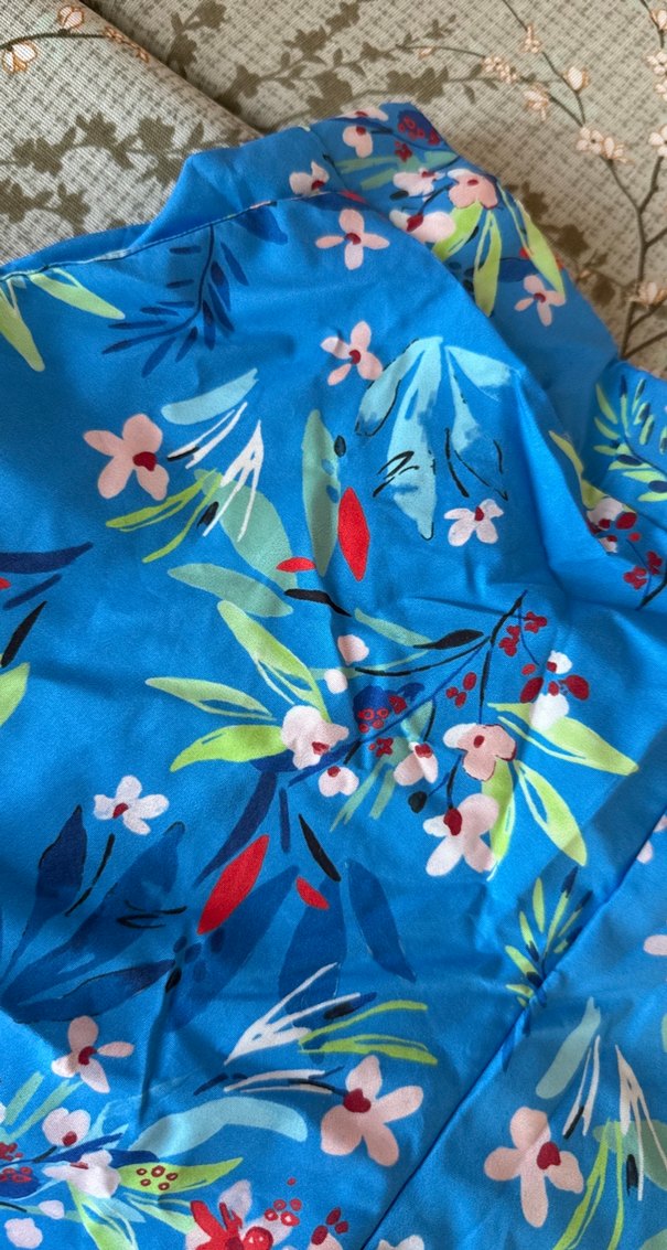 Mavi Çiçek Desenli Bohem kadın Mayo Şortu - Görsel 2