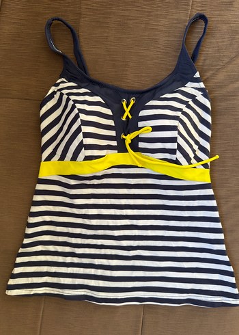 Sarı Detaylı Çizgili Kadın Mayo - Görsel 2