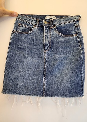 Kadın Mavi Denim Midi Etek