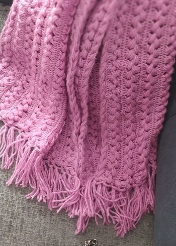 Pembe Örgü Kadın Şal