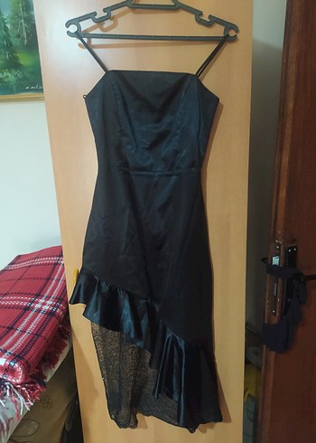 Siyah Drapeli Mini Straplez Elbise
