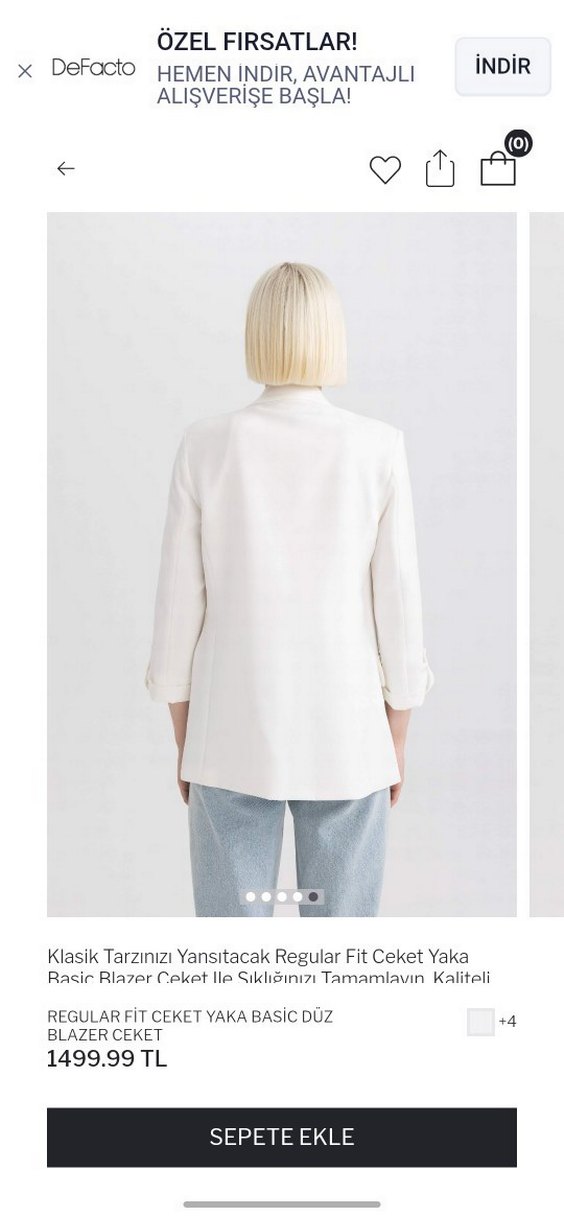 Beyaz Regular Fit Midi Blazer - Görsel 3