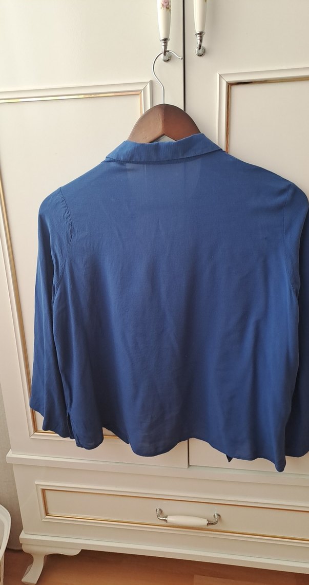 Mango Düğmeli Mavi Kadın Gömlek - Görsel 2