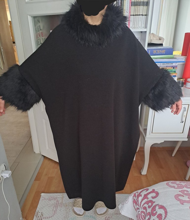 Kürklü Uzun Panço - Görsel 2