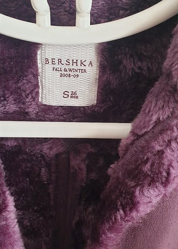 s Beden Bershka marka Mor Kürklü süet Kadın Yelek