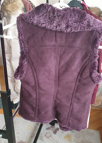 Bershka Bershka marka Mor Kürklü süet Kadın Yelek