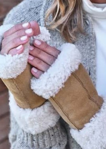 Hakiki Nubuk Kürklü Yarım Eldiven - Görsel 5