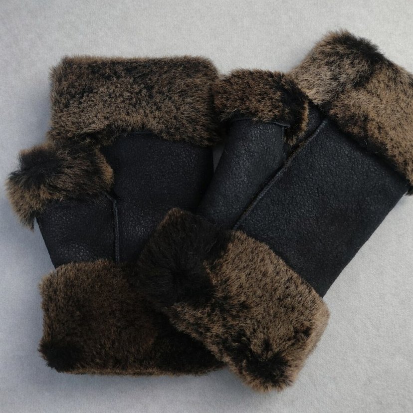 Hakiki Nubuk Kürklü Yarım Eldiven - Görsel 4