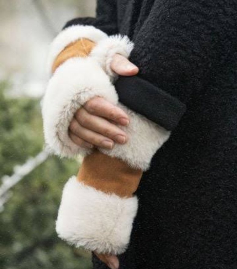 Hakiki Nubuk Kürklü Yarım Eldiven - Görsel 2