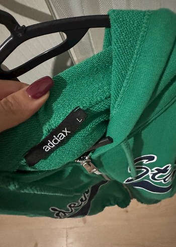 Addax Yeşil Kapüşonlu Fermuarlı Mini Sweatshirt