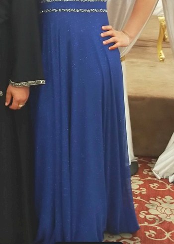 Mavi Drapeli Uzun Abiye Elbise - Görsel 2