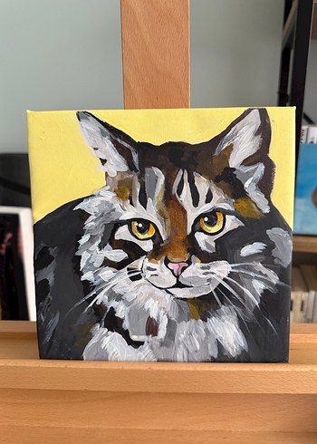 Gri Tonlarda Kedi Tablosu