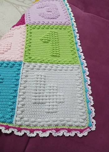 Çok Renkli Örgü Çocuk Battaniyesi - Görsel 6