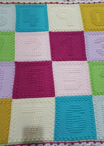 Çok Renkli Örgü Çocuk Battaniyesi - Görsel 2