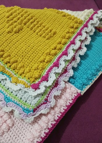 Çok Renkli Örgü Çocuk Battaniyesi - Görsel 9